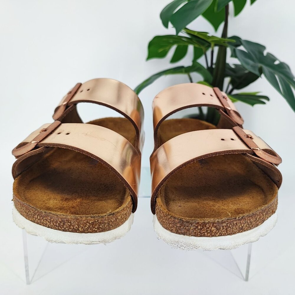 Birkenstock Women's Arizona Metallic Copper Leather Sandals Size 8.5 - Picture 2 of 10
